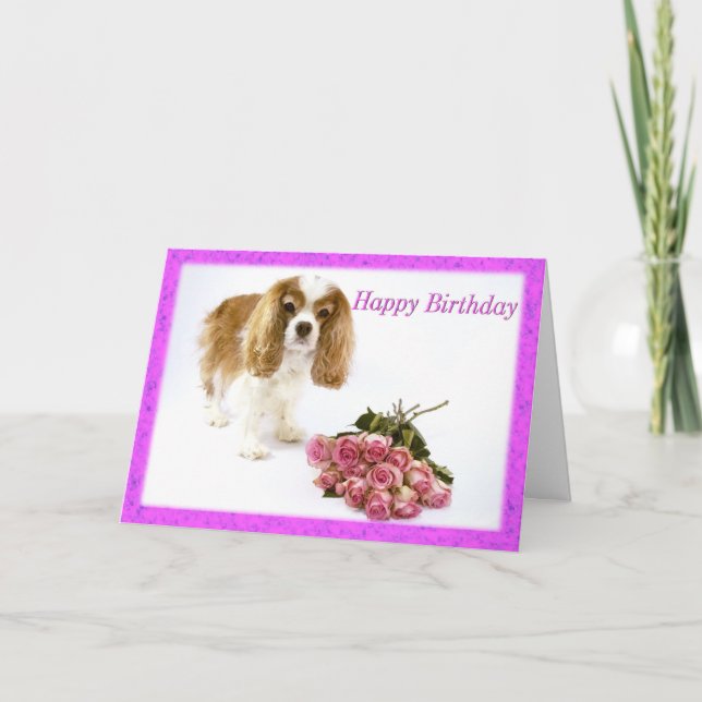 Cartão Feliz Aniversário Cavalier King Charles Spaniel Ca (Frente)