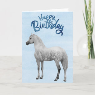 Cartão Feliz Aniversário Cavalo Branco Nevado