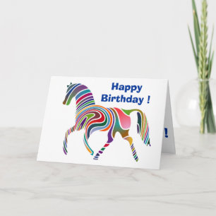 CARTÃO "FELIZ ANIVERSÁRIO" CAVALO WAVY RAINBOW