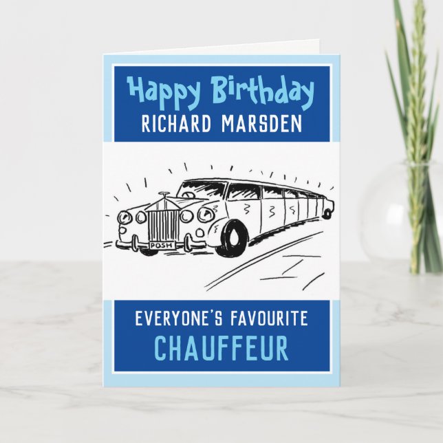 Cartão Feliz aniversário Chauffeur ou Driver (Frente)