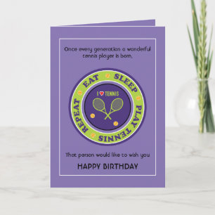 Cartão Feliz Aniversário Cheeky, roxo 🎾 Tênis Aniver