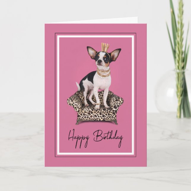 Cartão Feliz aniversário | Chihuahua Princesa (Frente)
