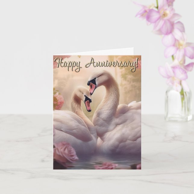 Cartão Feliz Aniversário Cisnes (Orquídea)