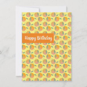 Cartão Feliz Aniversário Citrinos Retro Laranjas Frutado