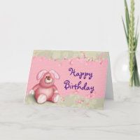 Feliz Aniversário Coelhinho Rosa Fofo Com Corações