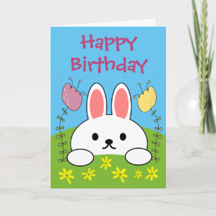 Cartão Feliz Aniversário Coelho
