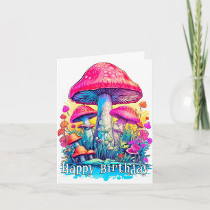 Cartão Feliz Aniversário Cogumelos Mágicos