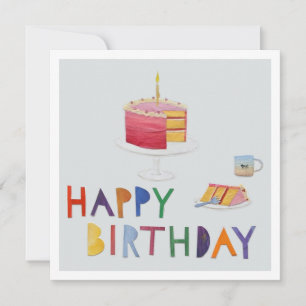 Cartão Feliz Aniversário Colagem de Bolo