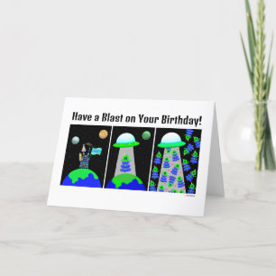 Cartão Feliz aniversário com Aliens! carta de Jo Images