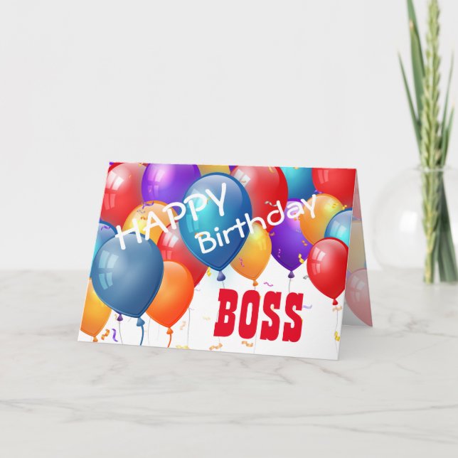 Cartão Feliz aniversário com Balões BOSS A04 (Frente)