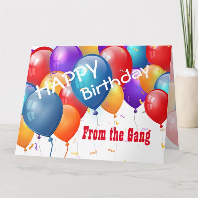 Cartão Feliz aniversário com balões do GANG (Frente)