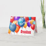 Cartão Feliz aniversário com Balões GRANDSON<br><div class="desc">Feliz aniversário com Balões Coloridos GRANDSON. Este design festivo com seus balões coloridos que você pode personalizar com um ano de aniversário, nome, e sentimento faz um cartão de saudação de aniversário único para um GRANDSON muito especial. O texto é personalizável. Você pode personalizar para qualquer ano de aniversário e...</div>