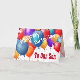 Cartão Feliz aniversário com balões para nosso filho