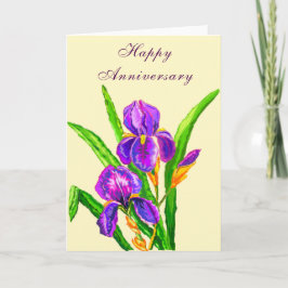 Cartão Feliz Aniversário com Belos Flores Iris
