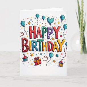 Cartão Feliz Aniversário com Bolinhas