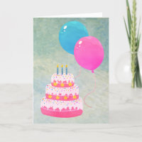 Feliz aniversário com bolo, presentes, balões e mú