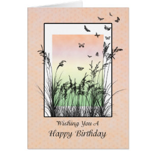 Cartão Feliz aniversário com borboletas