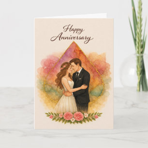 Cartão Feliz Aniversário com Casal Romântico