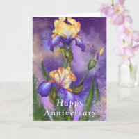 Feliz Aniversário com Flores Roxas Iris