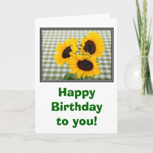 Cartão Feliz aniversário com girassóis