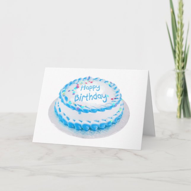 Cartão Feliz aniversário com glacé azul (Frente)