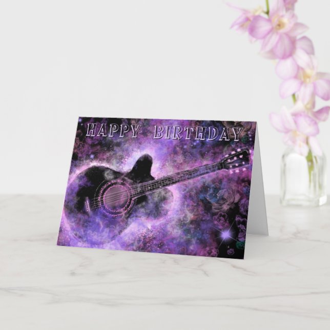 Cartão Feliz Aniversário com Música de Violão (Orquídea)