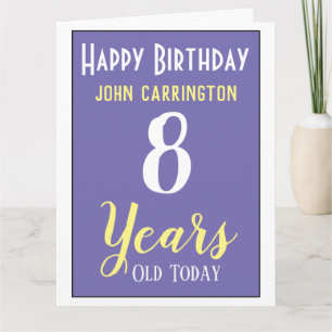 Cartão Feliz Aniversário com Nome e Idade 8 Anos