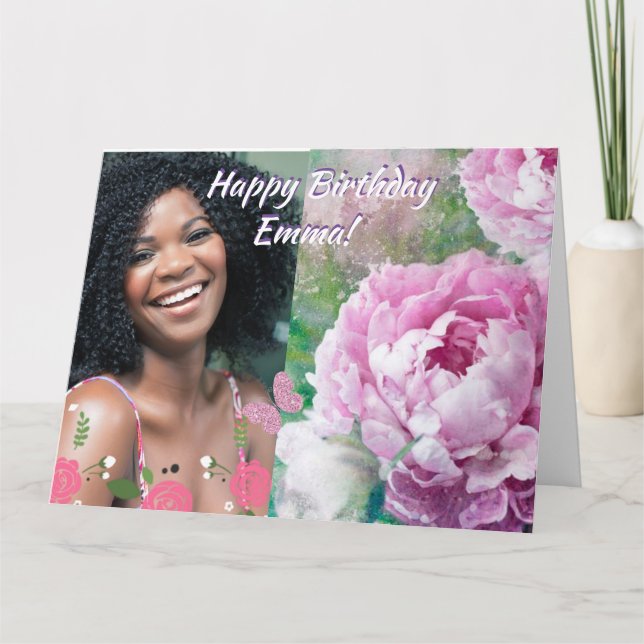 Cartão Feliz Aniversário com nome pessoal e foto (Frente)