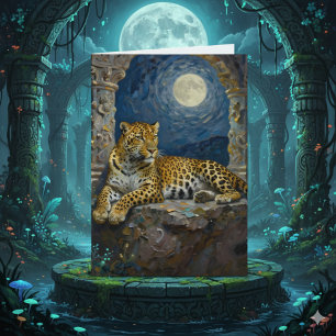 Cartão Feliz Aniversário com Tema de Leopardo para meu Ma