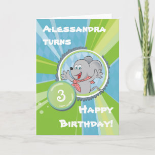 Cartão feliz aniversário! com um rato verde