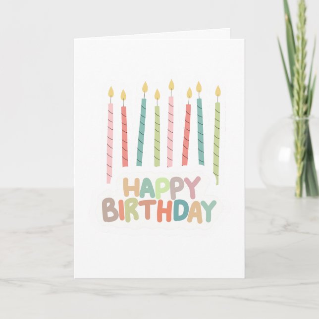 Cartão Feliz Aniversário com Velas em  (Frente)