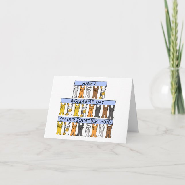 Cartão Feliz aniversário compartilhado no mesmo dia (Frente)