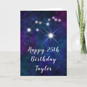 Cartão Feliz Aniversário Constelação Zodiacal de Leão