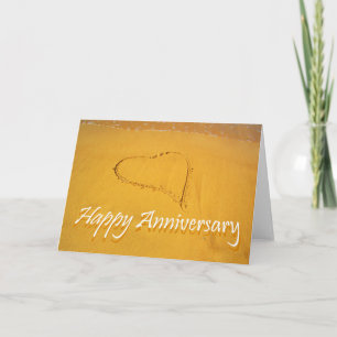 Cartão Feliz Aniversário, coração de amor desenhado na