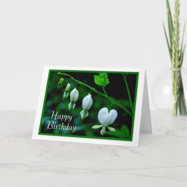 Cartão Feliz Aniversário, Corações Brancos (Frente)