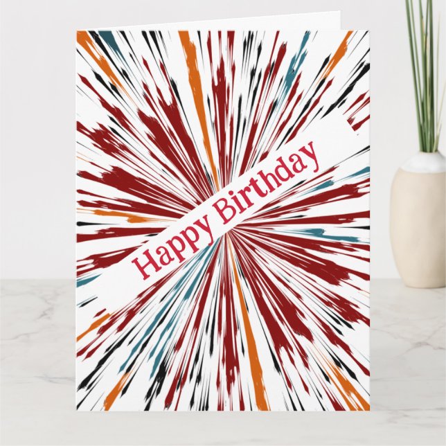 Cartão Feliz Aniversário - Cores Explosivas (Frente)