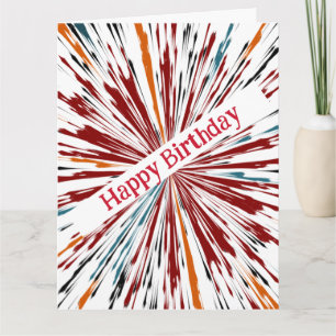 Cartão Feliz Aniversário - Cores Explosivas
