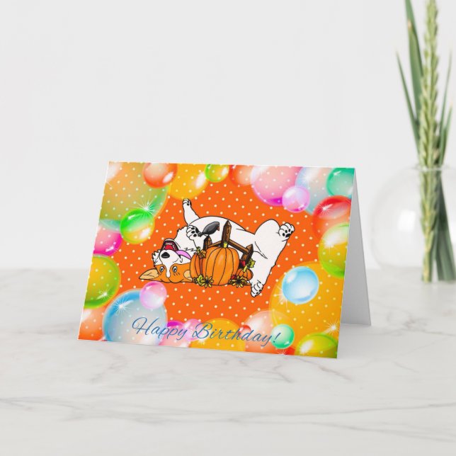 Cartão Feliz aniversário Corgi (Frente)