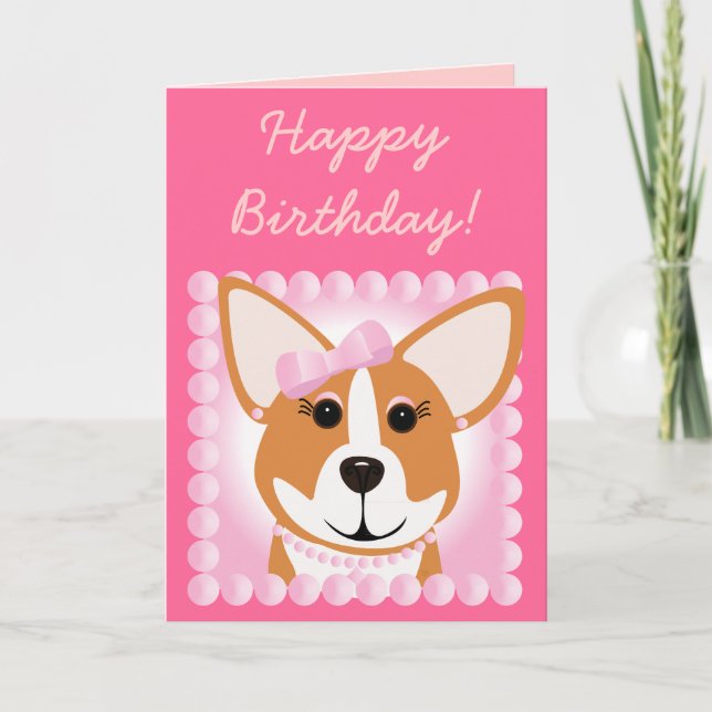 Cartão Feliz aniversário! Corgi Lady (Frente)