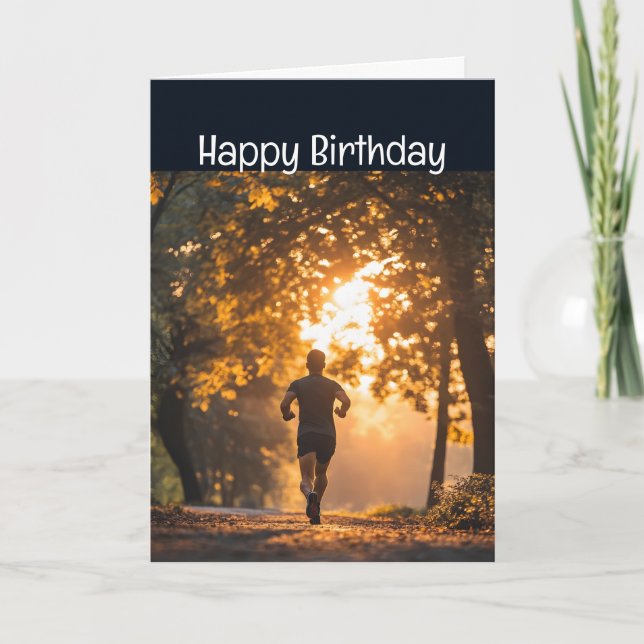 Cartão Feliz Aniversário Corredor Correndo Maratona Compe (Frente)