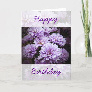 Cartão Feliz aniversário - Crisântemo Roxo