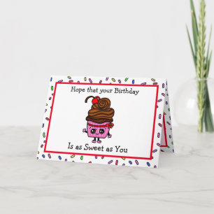 Cartão Feliz Aniversário, Cupcake e Pun Sprinkles