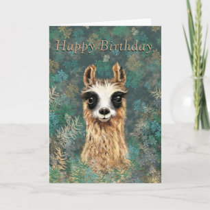 Cartão Feliz Aniversário - Curioso Bebê Llama - Bonito
