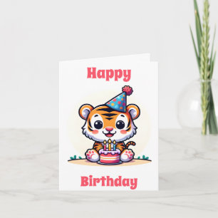 Cartão Feliz Aniversário Cute Tiger Cub