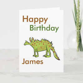 Cartão Feliz aniversário da cartoon Green dinossaur boys