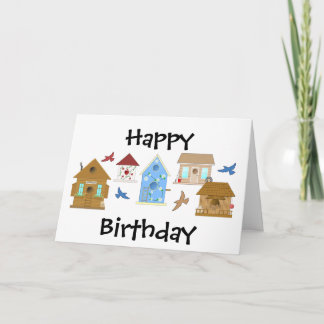 Cartão Feliz Aniversário da Casa dos Pássaros