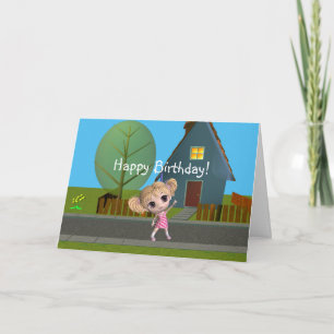 Cartão Feliz aniversário da Chibi Girl