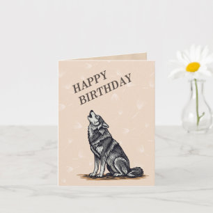 Cartão Feliz aniversário da Cinza Wolf Howling Willie lif