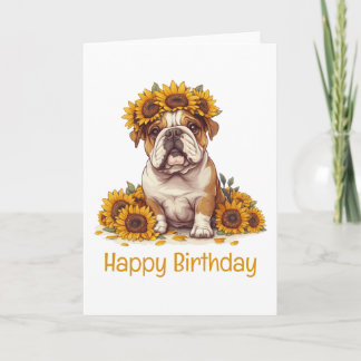 Cartão Feliz Aniversário da Coroa de Girassol