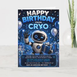 Cartão Feliz aniversário da Cryo, saudação espacial de ro